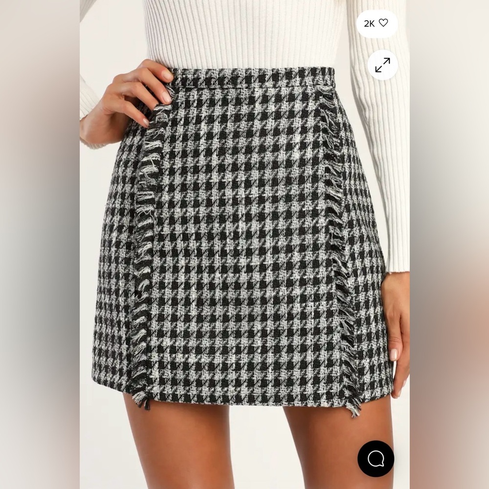 Lulus black and white tweed mini skirt